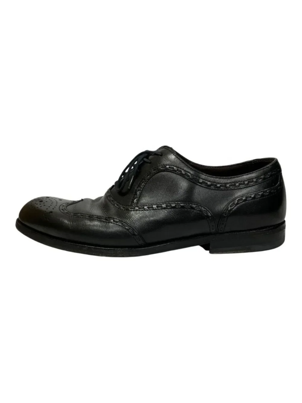 Bottega Veneta Wingtip Dress Shoes Leather Full Brogue Closed Lacing